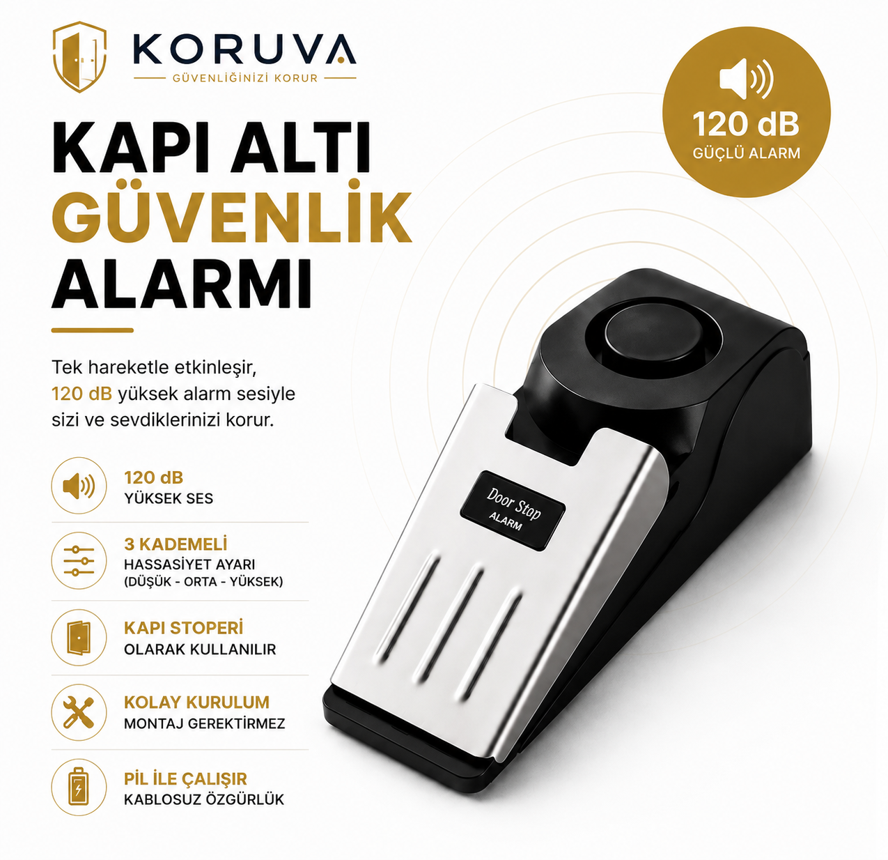 KORUVA Kapı Altı Güvenlik Alarmı – 120 dB